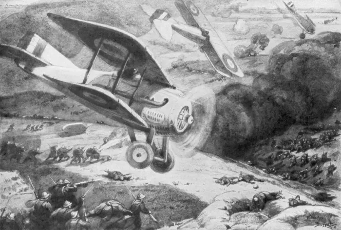 Framed Print : Air cavalry, attacking the infantry, 1918, (1926). Artist: Maurice Busset Framed Print : Air cavalry, attacking the infantry, 1918, (1926). Artist: Maurice Busset