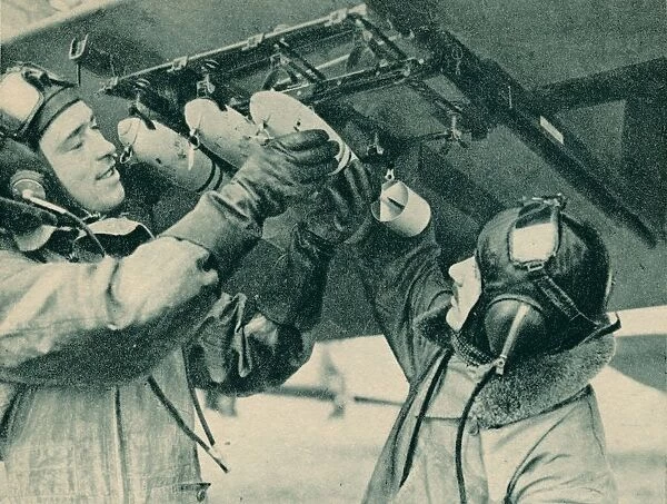 Air observer receiving bombing training, 1940