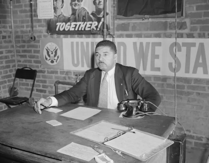 Framed Print : Air raid wardens meeting in zone nine, Southwest area, Washington, D. C, 1942. Creator: Gordon Parks Framed Print : Air raid wardens meeting in zone nine, Southwest area, Washington, D. C, 1942. Creator: Gordon Parks