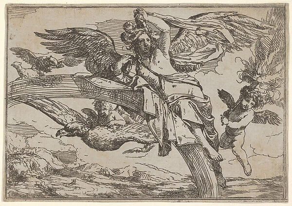 Air, represented by Iris reclining on her rainbow, accompanied by a winged putto bearin