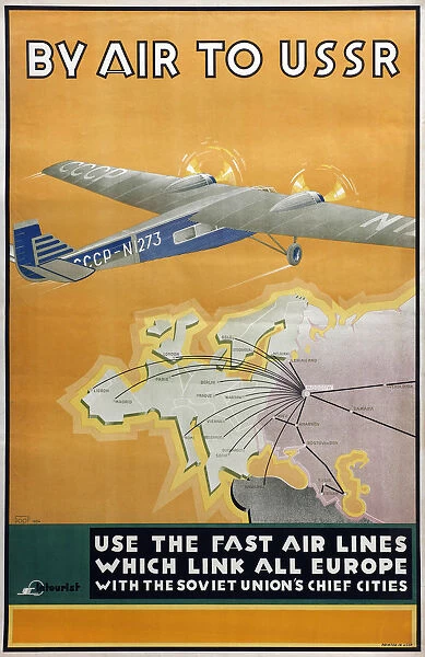 By air to USSR (Poster of the Intourist company), 1934. Artist: Bor-Ramensky, Konstantin (active 1930s)
