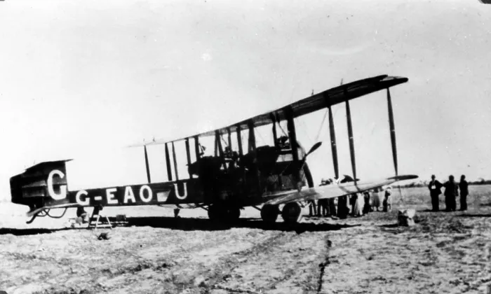 Framed Print : Aircraft in which Sir Ross and Sir Keith Smith flew from England to Australia in 1919. Creator: Unknown Framed Print : Aircraft in which Sir Ross and Sir Keith Smith flew from England to Australia in 1919. Creator: Unknown