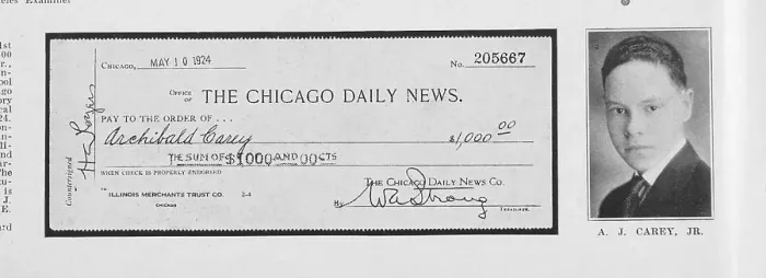 Framed Print : A.J. Carey, Jr.; The Chicago Daily News [1st prize check], 1925. Creator: Unknown