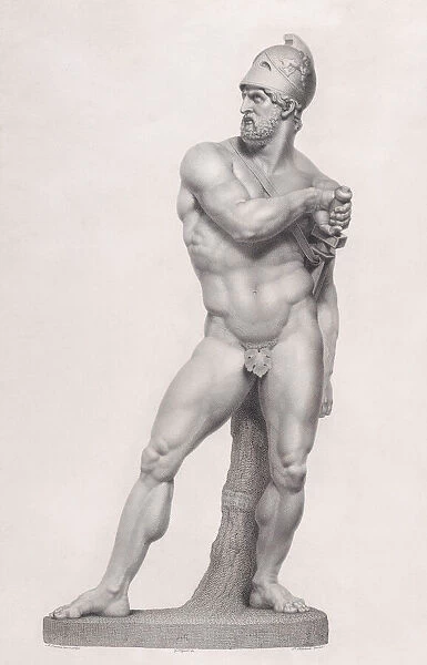 Ajax, front view. from 'Oeuvre de Canova: Recueil de Statues...', 1817