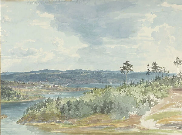 Akershus Fortress, near Oslo, located on the fjord, 1850-1900. Creator: Christian Skredsvig