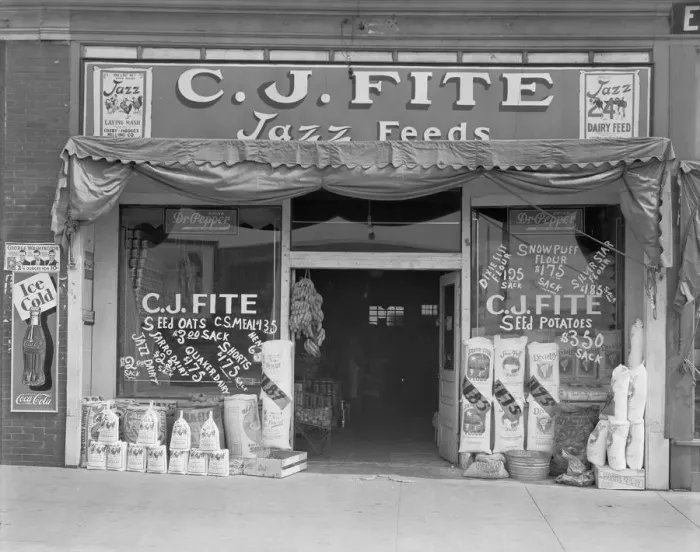 Framed Print : Alabama feed store front, 1936. Creator: Walker Evans
