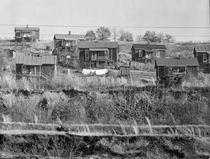 Framed Print : Alabama miners houses near Birmingham, Alabama, 1935. Creator: Walker Evans Framed Print : Alabama miners houses near Birmingham, Alabama, 1935. Creator: Walker Evans