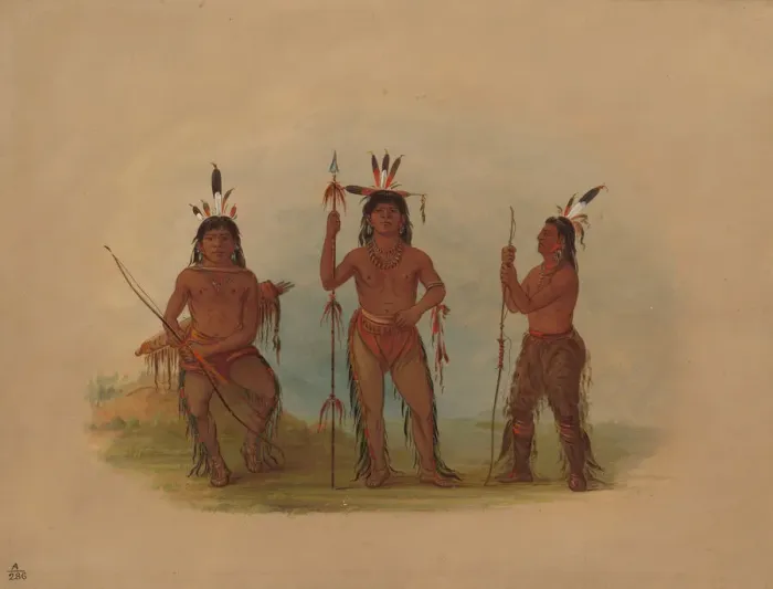 Framed Print : Alaeutian Chief and Two Warriors, 1855 / 1869. Creator: George Catlin Framed Print : Alaeutian Chief and Two Warriors, 1855 / 1869. Creator: George Catlin