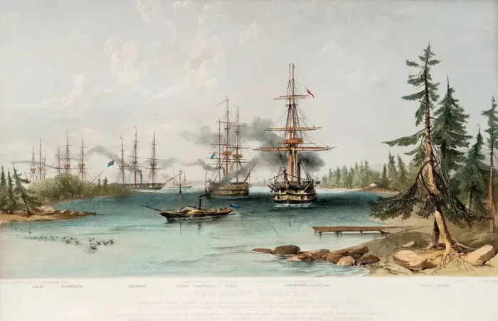 Framed Print : The Aland Islands on July 22, 1854, 1855. Artist: Brierly, Oswald Walters (1817-1894) Framed Print : The Aland Islands on July 22, 1854, 1855. Artist: Brierly, Oswald Walters (1817-1894)