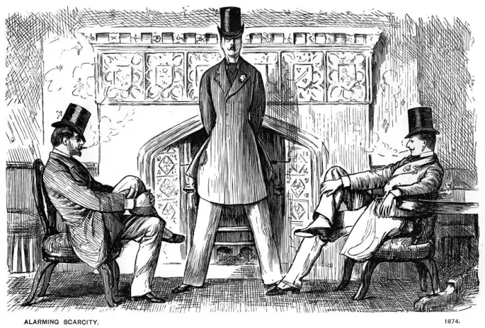 Framed Print : Alarming Scarcity, 1874 (1891). Artist: George du Maurier Framed Print : Alarming Scarcity, 1874 (1891). Artist: George du Maurier