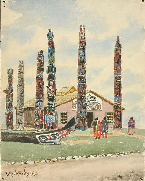 Alaska Building with Totems at St. Louis Exposition, 1904. Creator: Theodore J