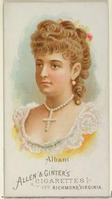Framed Print : Albani, from Worlds Beauties, Series 1 (N26) for Allen & Ginter Cigarettes, 1888 Framed Print : Albani, from Worlds Beauties, Series 1 (N26) for Allen & Ginter Cigarettes, 1888