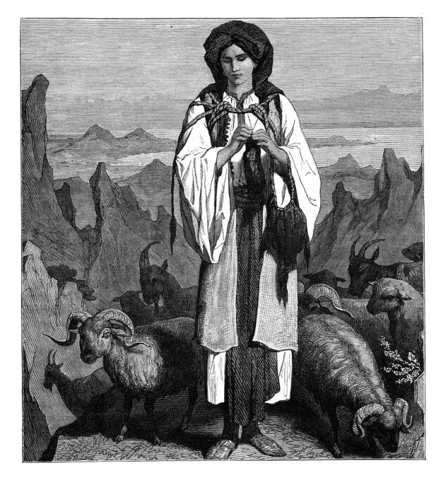 Framed Print : Albanian shepherdess, c1890 Framed Print : Albanian shepherdess, c1890