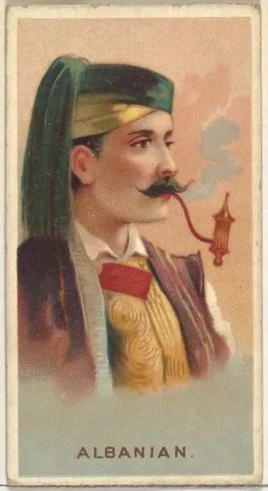 Framed Print : Albanian, from Worlds Smokers series (N33) for Allen & Ginter Cigarettes, 1888 Framed Print : Albanian, from Worlds Smokers series (N33) for Allen & Ginter Cigarettes, 1888