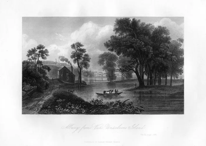 Framed Print : Albany from Van-Unsselaens Island, New York State, 1855 Framed Print : Albany from Van-Unsselaens Island, New York State, 1855