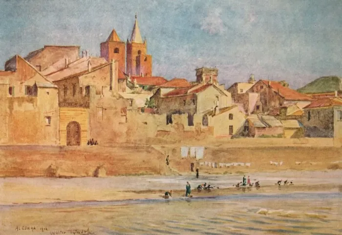 Framed Print : Albenga from the Centa, c1910, (1912). Artist: Walter Frederick Roofe Tyndale Framed Print : Albenga from the Centa, c1910, (1912). Artist: Walter Frederick Roofe Tyndale