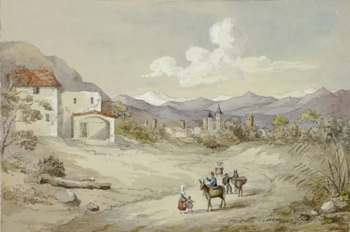Framed Print : Albenga on the Corniche (Costal) Road, November 6, 1841. Creator: Elizabeth Murray Framed Print : Albenga on the Corniche (Costal) Road, November 6, 1841. Creator: Elizabeth Murray