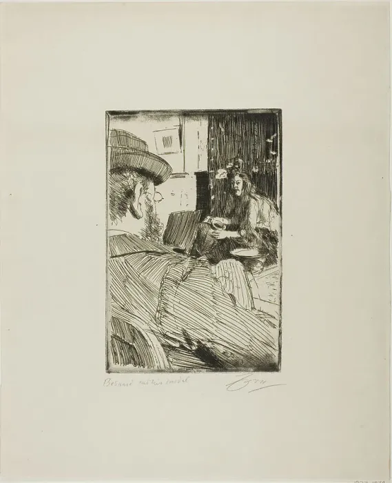 Framed Print : Albert Besnard and His Model, 1896. Creator: Anders Leonard Zorn