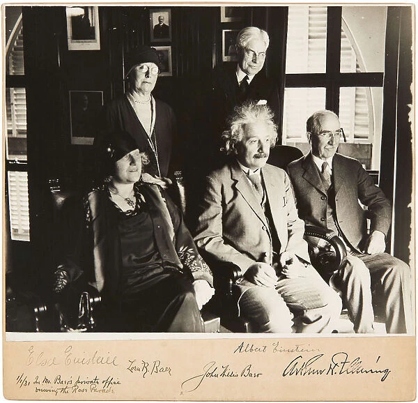 Albert and Elsa Einstein, John and Lora Baer and Arthur H. Fleming, Pasadena, 1 January 1931, 1931