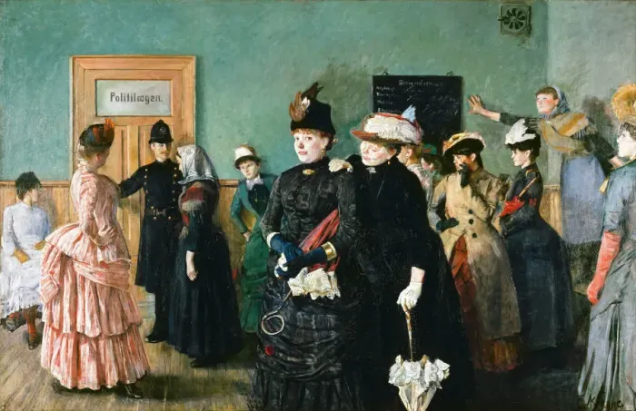 Framed Print : Albertine at the Police Doctors Waiting Room. Artist: Krohg, Christian (1852-1925)