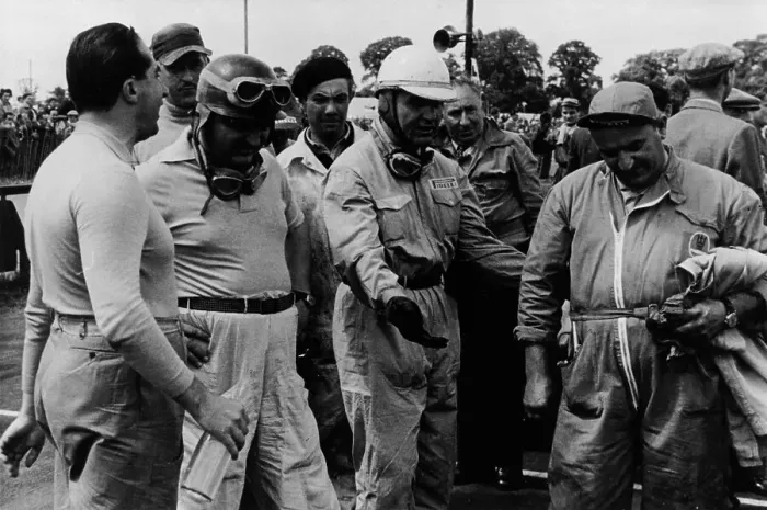 Framed Print : Alberto Ascari, Froilan Gonzalez, Guiseppe Farina (from left to right), and a mechanic Framed Print : Alberto Ascari, Froilan Gonzalez, Guiseppe Farina (from left to right), and a mechanic