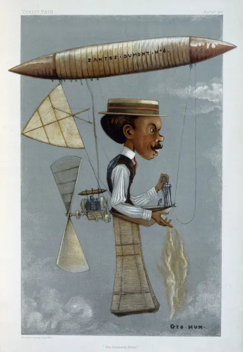 Framed Print : Alberto Santos-Dumont and his airship, 1901. Artist: George Hum Framed Print : Alberto Santos-Dumont and his airship, 1901. Artist: George Hum