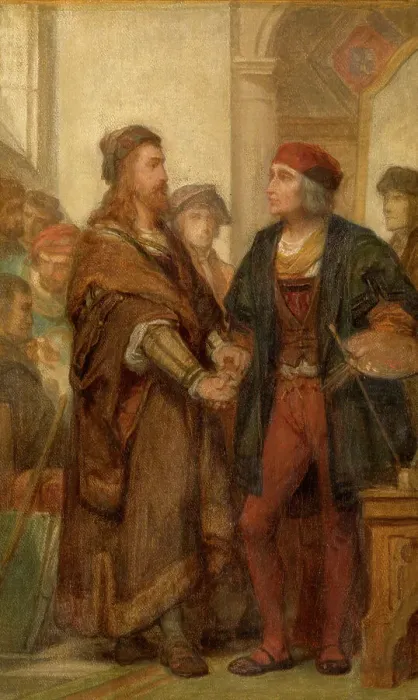 Framed Print : Albrecht Durer Visiting Quinten Massijs, (c1500s), c1860s. Creator: Nicaise de Keyser Framed Print : Albrecht Durer Visiting Quinten Massijs, (c1500s), c1860s. Creator: Nicaise de Keyser
