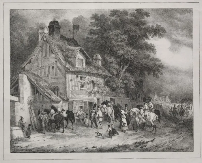 Framed Print : Album of 1829: Souvenir of Normandy, 1828. Creator: Joseph-Louis-Hippolyte Bellange (French Framed Print : Album of 1829: Souvenir of Normandy, 1828. Creator: Joseph-Louis-Hippolyte Bellange (French