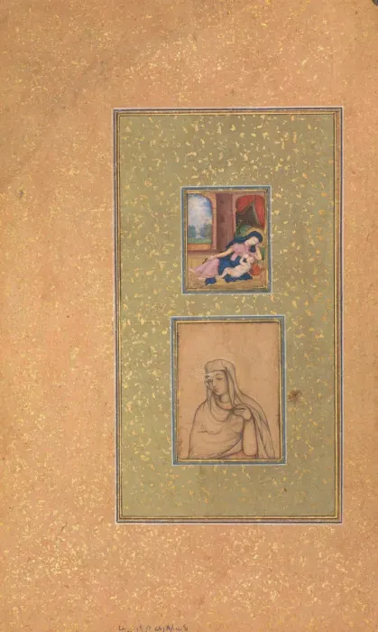 Framed Print : Album Page with Two Christian Subjects, late 16th century. Creator: Unknown Framed Print : Album Page with Two Christian Subjects, late 16th century. Creator: Unknown