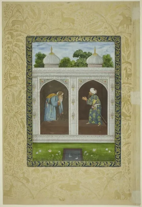 Framed Print : Album Page with Two Sheikhs, Safavid dynasty and Mughal empire, 16th / 17th century Framed Print : Album Page with Two Sheikhs, Safavid dynasty and Mughal empire, 16th / 17th century