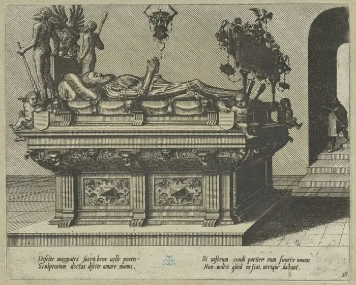 Framed Print : Twenty album pages with prints from the series Coenotaphiorum, 1563. Creators: Johannes van Doetecum I, Lucas van Doetecum Framed Print : Twenty album pages with prints from the series Coenotaphiorum, 1563. Creators: Johannes van Doetecum I, Lucas van Doetecum