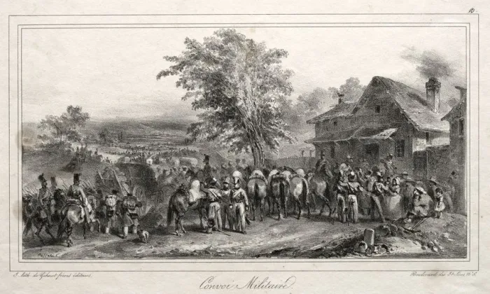 Framed Print : Album pour 1831: Convoi militaire, 1831. Creator: Auguste Raffet (French, 1804-1860) Framed Print : Album pour 1831: Convoi militaire, 1831. Creator: Auguste Raffet (French, 1804-1860)