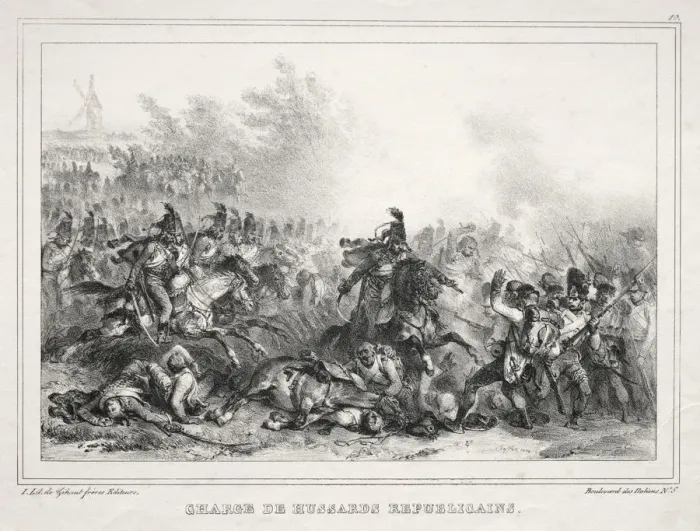 Framed Print : Album pour 1833: Charge de Hussards Republicains, 1832. Creator: Auguste Raffet (French Framed Print : Album pour 1833: Charge de Hussards Republicains, 1832. Creator: Auguste Raffet (French