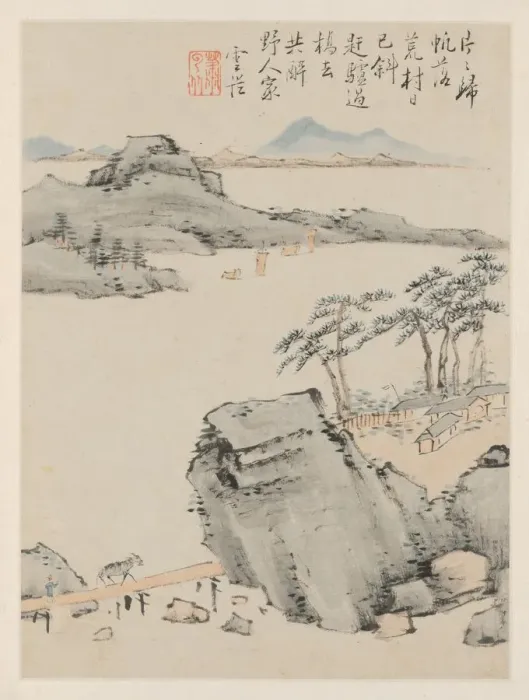 Framed Print : Album of Seasonal Landscapes, Leaf C (previous leaf 6), 1668. Creator: Xiao Yuncong (Chinese