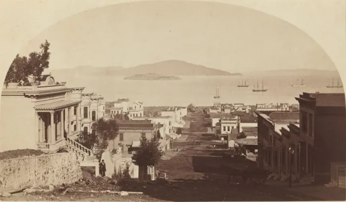 Framed Print : Alcatraz Island and San Francisco Bay, Looking North, 1880s Framed Print : Alcatraz Island and San Francisco Bay, Looking North, 1880s