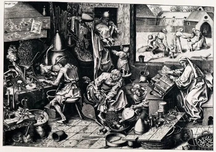 Framed Print : The Alchemist, 1558. Artist: Galle, Philipp (1537-1612) Framed Print : The Alchemist, 1558. Artist: Galle, Philipp (1537-1612)