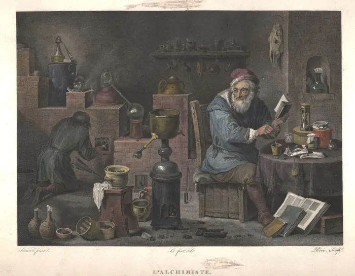 Framed Print : The Alchemist (after painting by David Teniers), Late 18th cent Artist: Peree, Jacques Louis (1769-1832) Framed Print : The Alchemist (after painting by David Teniers), Late 18th cent Artist: Peree, Jacques Louis (1769-1832)