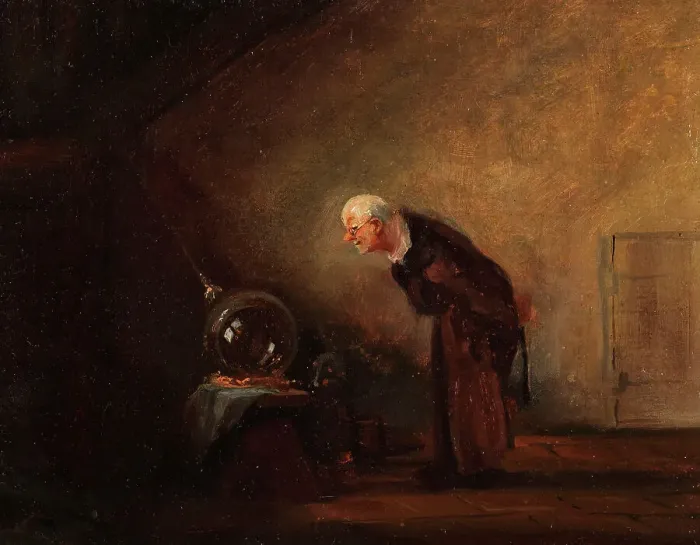 Framed Print : The Alchemist (Chemicus), End 1840s. Creator: Spitzweg, Carl (1808-1885)