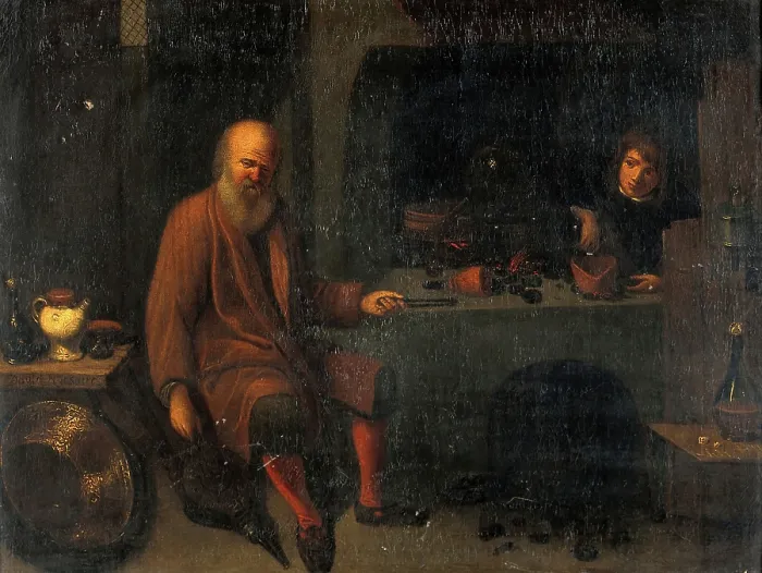 Framed Print : An alchemist in his laboratory, c1640s. Creator: David Ryckaert III Framed Print : An alchemist in his laboratory, c1640s. Creator: David Ryckaert III