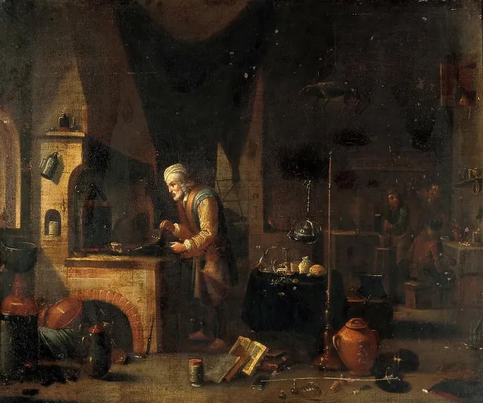 Framed Print : An alchemist in his laboratory, c1680s. Creator: Follower of David Teniers II Framed Print : An alchemist in his laboratory, c1680s. Creator: Follower of David Teniers II