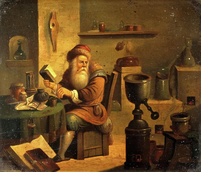 Framed Print : An alchemist in his laboratory, c1680s. Creator: Follower of David Teniers II Framed Print : An alchemist in his laboratory, c1680s. Creator: Follower of David Teniers II