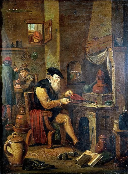 Framed Print : An alchemist in his laboratory, c1680s. Creator: Follower of David Teniers the younger Framed Print : An alchemist in his laboratory, c1680s. Creator: Follower of David Teniers the younger