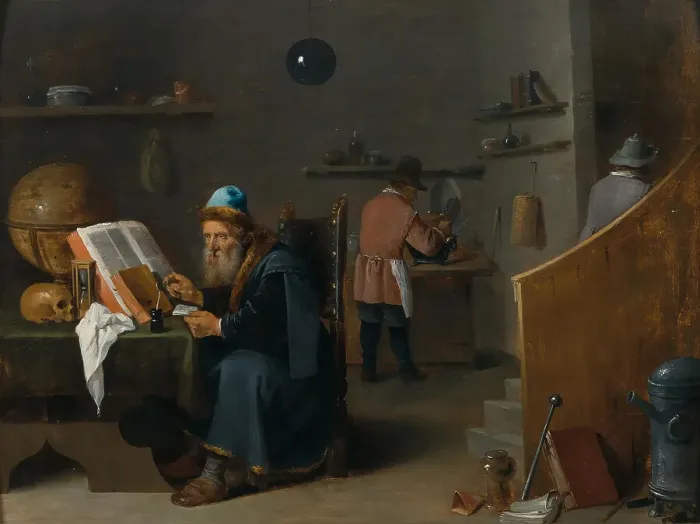 Framed Print : Alchemist in his workshop. Creator: Teniers, David, the Younger (1610-1690) Framed Print : Alchemist in his workshop. Creator: Teniers, David, the Younger (1610-1690)