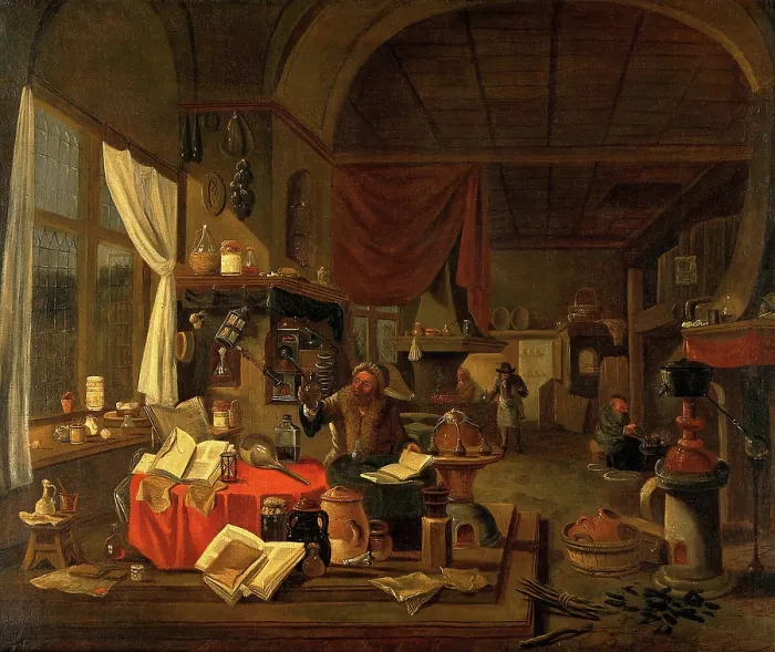 Framed Print : An alchemist's laboratory, c1780s. Creator: Unknown. An alchemist's laboratory, c1780s. Creator: Unknown Framed Print : An alchemist's laboratory, c1780s. Creator: Unknown. An alchemist's laboratory, c1780s. Creator: Unknown