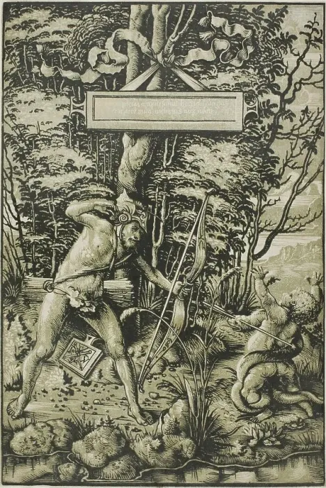 Framed Print : Alcon Slaying the Serpent, 1510-15. Creator: Hans Wechtlin the Elder Framed Print : Alcon Slaying the Serpent, 1510-15. Creator: Hans Wechtlin the Elder