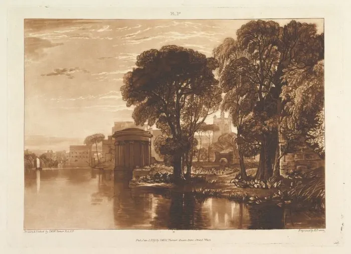 Framed Print : The Alcove, Isleworth (Liber Studiorum, part XIII, plate 63), January 1, 1819 Framed Print : The Alcove, Isleworth (Liber Studiorum, part XIII, plate 63), January 1, 1819