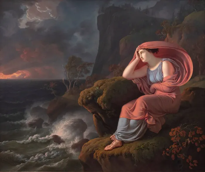 Framed Print : Alcyone Waiting in Vain for her Husband - episode from Ovid: Metamorphoses, 1810. Creator: Christian Gottlieb Kratzenstein-Stub Framed Print : Alcyone Waiting in Vain for her Husband - episode from Ovid: Metamorphoses, 1810. Creator: Christian Gottlieb Kratzenstein-Stub