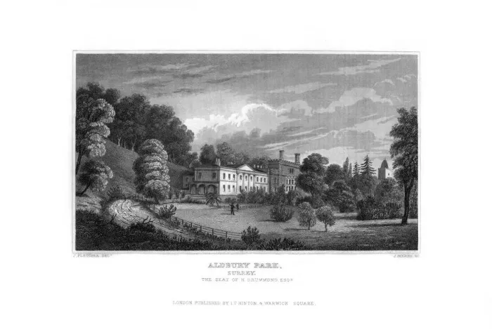 Framed Print : Aldbury Park, Surrey, 1829. Artist: J Rogers Framed Print : Aldbury Park, Surrey, 1829. Artist: J Rogers