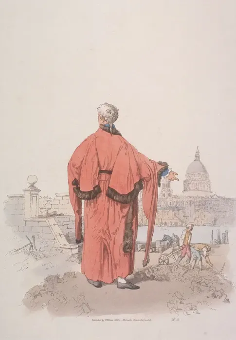 Framed Print : Alderman in civic costume looking towards St Pauls Cathedral, London, 1805. Artist Framed Print : Alderman in civic costume looking towards St Pauls Cathedral, London, 1805. Artist
