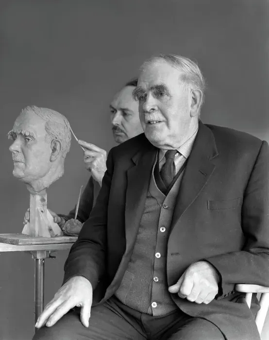 Framed Print : Alderman M Crichton posing for a sculpture, Swinton, South Yorkshire, April 1959 Framed Print : Alderman M Crichton posing for a sculpture, Swinton, South Yorkshire, April 1959